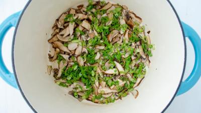Mushrooms and Green Onions Cooking